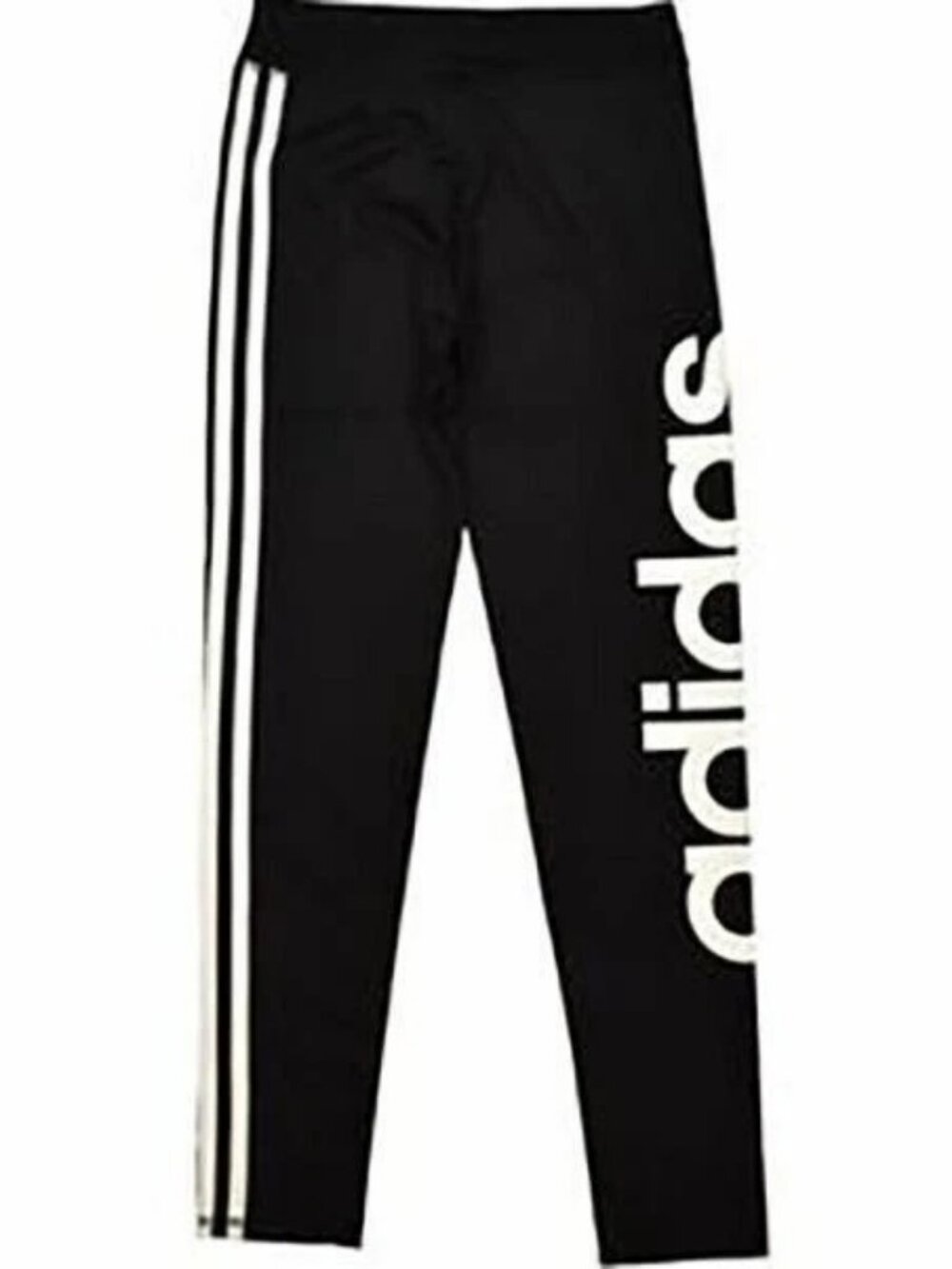 Adidas Girls' Performance Tight Three Stripe Leggings - M - Black/White Text